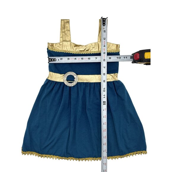 Vogue Fashion Size 4 Girls Blue & Gold Sleeveless Dress With Embellished Belt - Picture 4 of 7